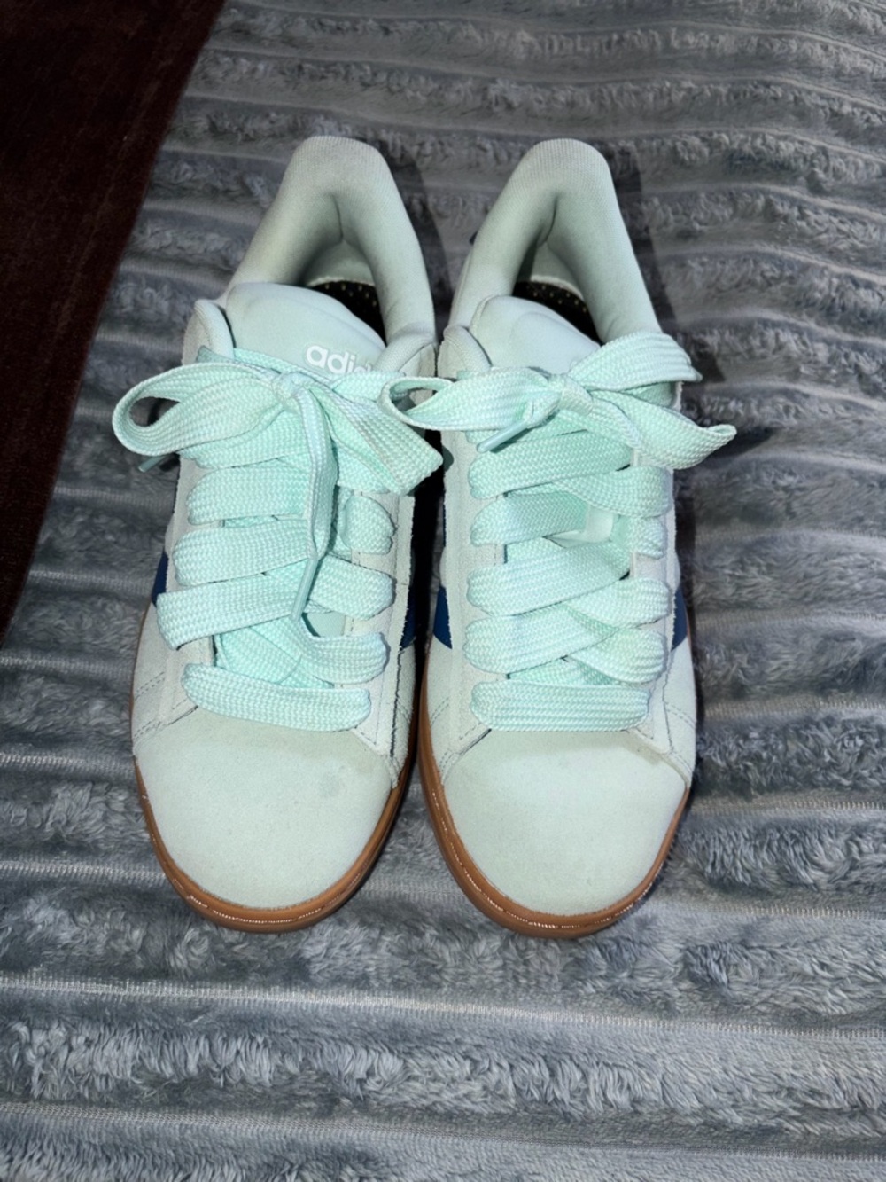 adidas Women’s Mint Green Low-Top Sneakers with Blue Stripe